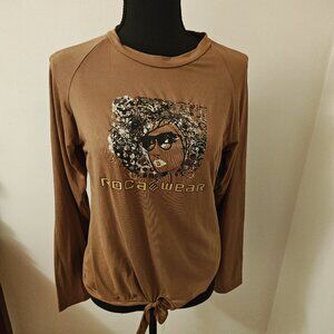 Rocawear soft long sleeve top with tie front
